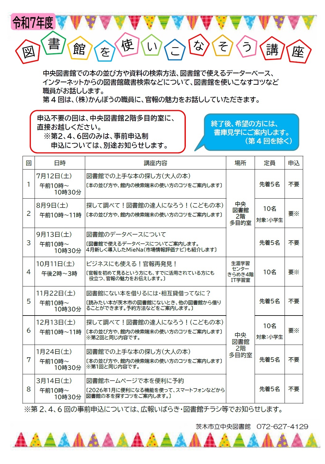 令和7年図書館を使いこなそう講座